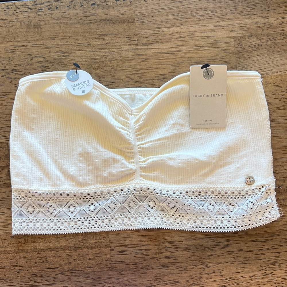 Lucky Brand Cream Lace Bandeau Bra NWT Size Small